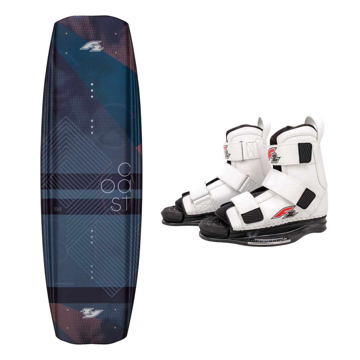 F2 Set Wakeboard Coast Petrol 144cm mit Wakebindung Team Boot L/XL