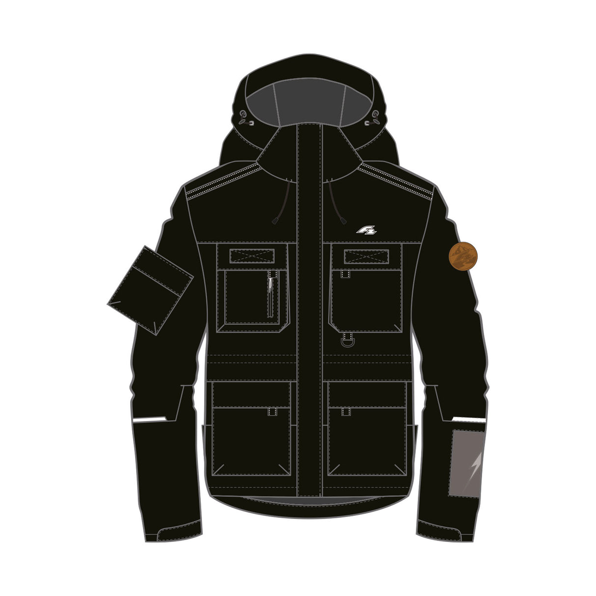 F2 Snowboard/Ski Jacke Blizzard 80g Fütterung XS-XXL Größe wählbar Schwarz