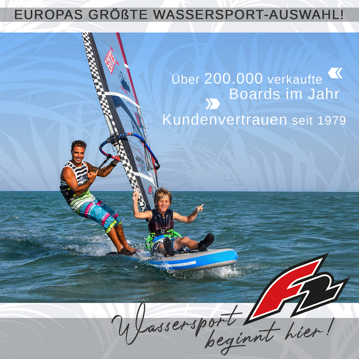 F2 Set Glide SUP 10'2" mit Windsurfsegel Checker 3,5qm